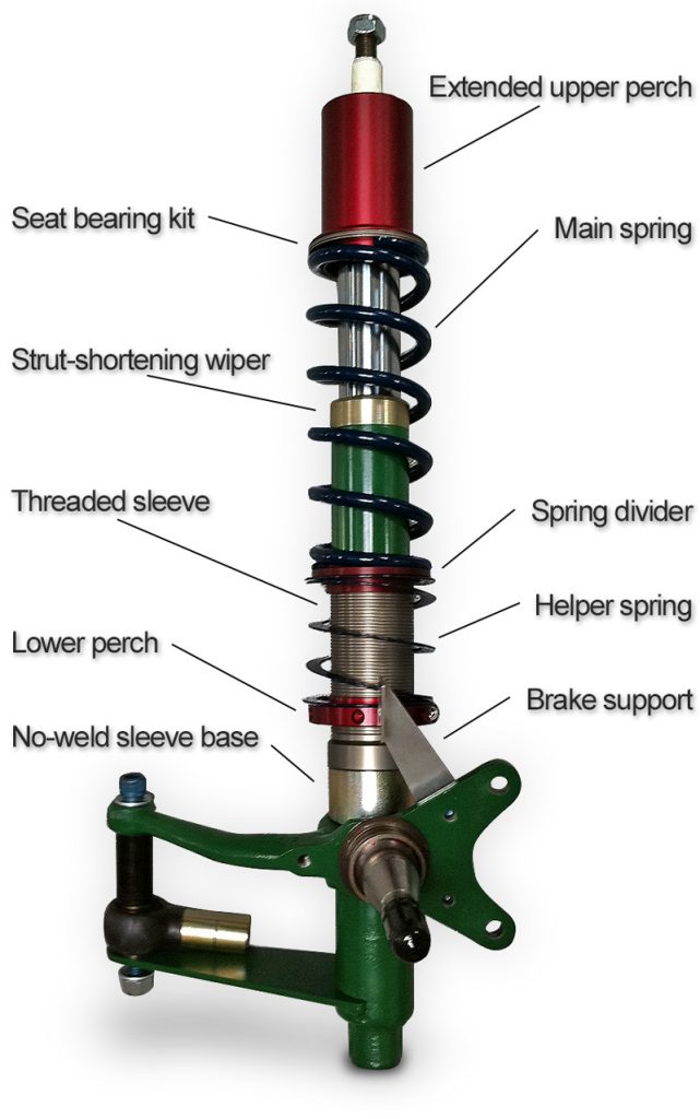 Front Coilover Sleeve Conversion Kit Diagram for Porsche 911, 912, 930 & 914